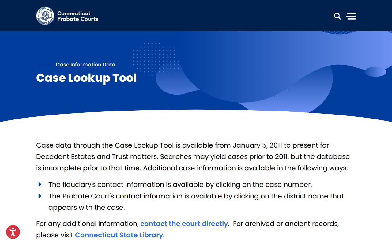 City of Bristol court dockets Probate Court case lookup