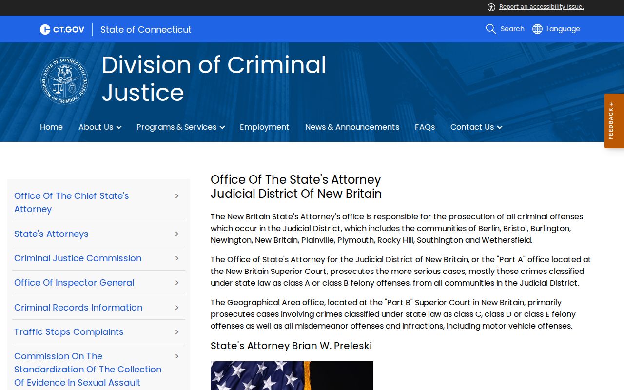 City of Bristol criminal court records New Britain State's Attorney